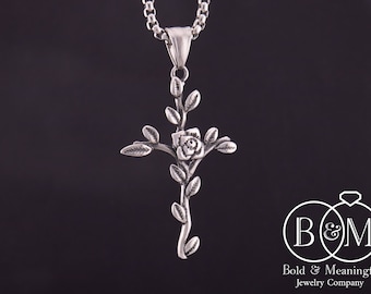 Blossoming Faith: Flower Cross Pendant