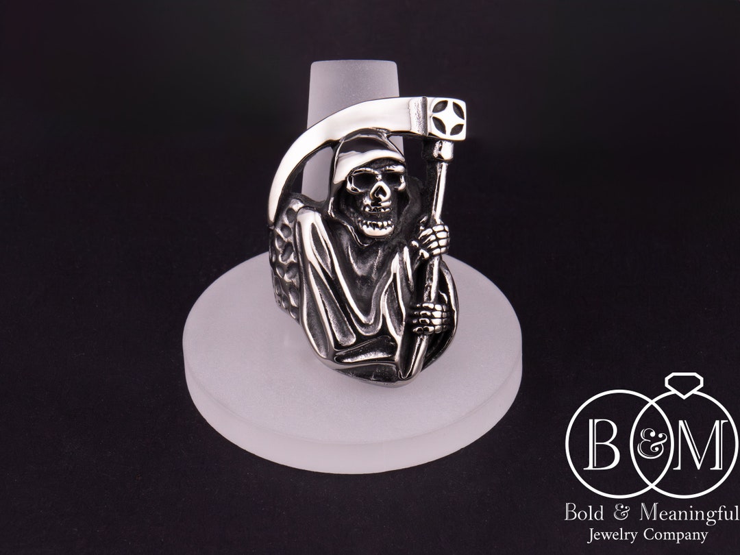 ZMY Home Grim Reaper Skull Ring - Stainless Steel Gothic Jewelry For Men & Women - View #6