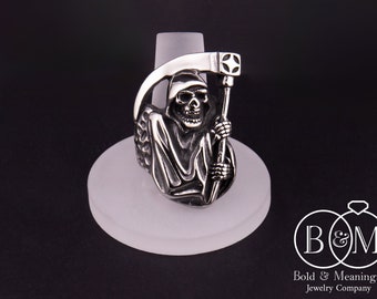 Grim Reaper with Scythe Ring, Stainless Steel Grim Reaper Ring