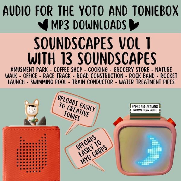 13 Soundscapes downloadable mp3 audio files for kids audio players like the Yoto player, Toniebox and Storypod, audiobooks, unique gifts