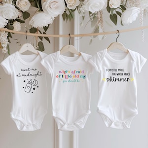 Baby Bodysuit Set – Taylor-Inspired “Lovers” Collection | Baby Clothes | Meet Me at Midnight | Shimmer Bodysuit | Pop Music Baby Gift