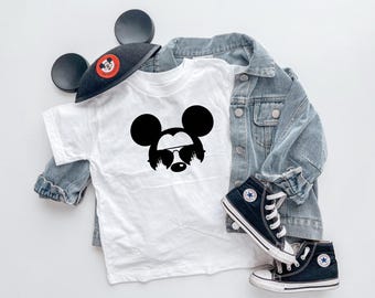 Mickey Toddler Tee | Mickey Head with Sunglasses | Castle Reflection Shirt | Disney Toddler Outfit | Park Day Tee