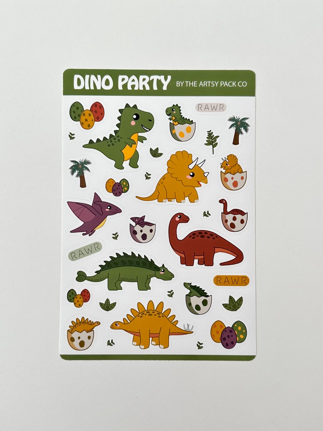 Dinosaur Stickers Dinosaur Sticker Sheets Dinosaur Etsy