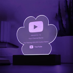 Gravierte Acryl Youtube Paw Plaque