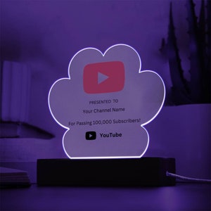 Gedruckte Acryl Youtube Pfotenabdruck Plakette