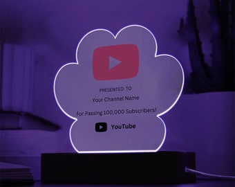 Printed Acrylic Youtube Paw Print Plaque