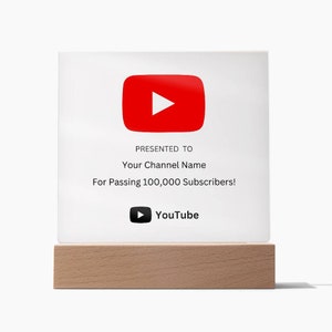 Personalisierte Youtube / TikTok Play Button Quadrat Acrylmeilenstein Plakette