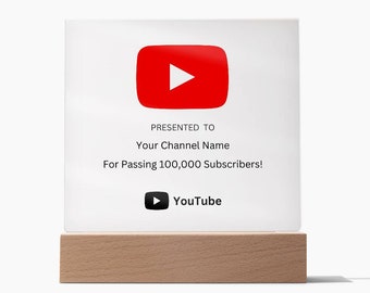 Personalized Youtube/TikTok Play Button Square Acrylic Milestone Plaque