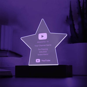 Gravierte Youtube Stern Plakette aus Acryl