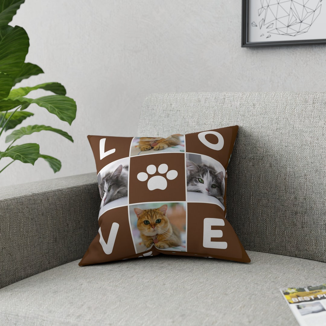 Custom Pet Pillow With Photo Collage of Your Pet. Professional Photo