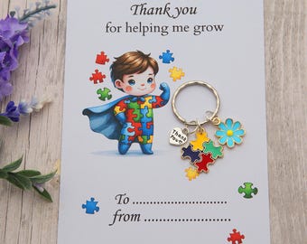 Teacher Gift, Autism Awareness Keyring, Special Needs Teacher Thank You Gifts,Keyworker, ASD Gift