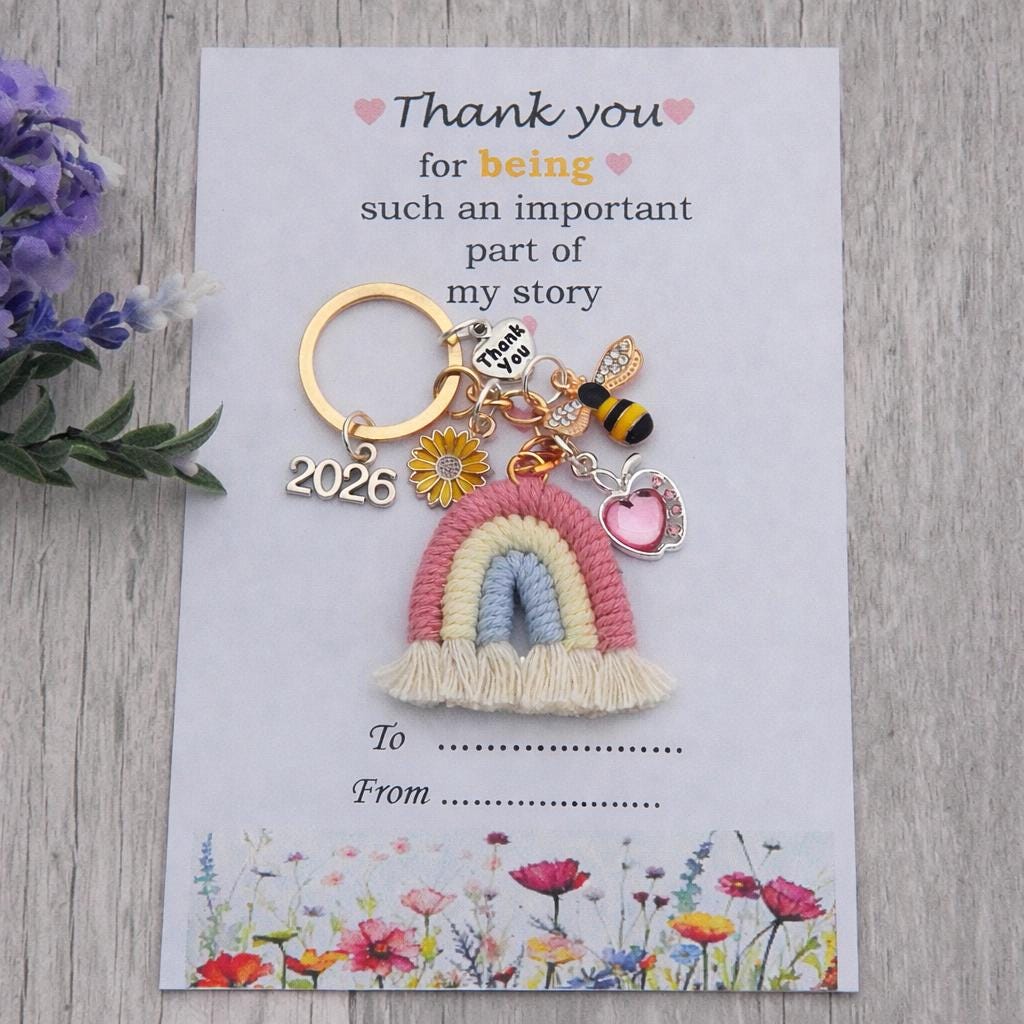 Gift for Teacher,Teacher Gifts,Rainbow & bee keying,Nursery teacher gift,Teacher Gift,Thank you gift for Nursery teacher,Teaching assistant