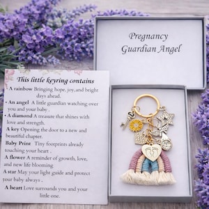 Mum-to-be pregnancy guardian angel wing keyring , Baby Shower gift,New Parents present ,
