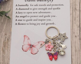 Travel butterfly  Keying ,Safe Travel keying, Journey Good Luck Keying,travel butterfly  keying,good luck charm keying