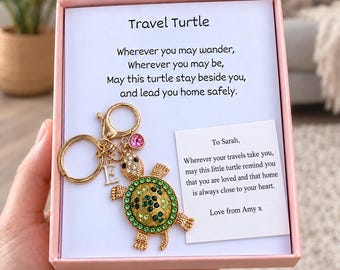 Personalized Travel Turtle Keying ,Safe Travel keying,Personalized Journey Good Luck Keying,travel turtle keying,good luck charm keying