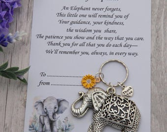 Gift for Teacher,Teacher Gifts, Memory elephant gift for teacher ,Thank You Teacher Gift Card, Nursery teacher gift ,Teaching assistant gift