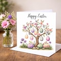 Easter card ,Happy easter card,Watercolour Easter Eggs Hanging tree