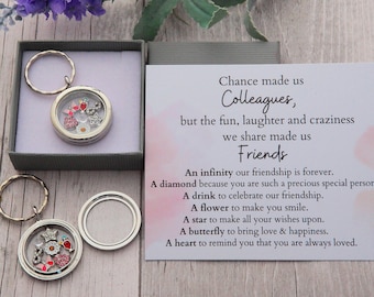 Work Colleague Friendship Keyring ,Leaving, Retirement Keyring , Birthday,Christmas Gift, 'Chance made us colleagues friendship gift.