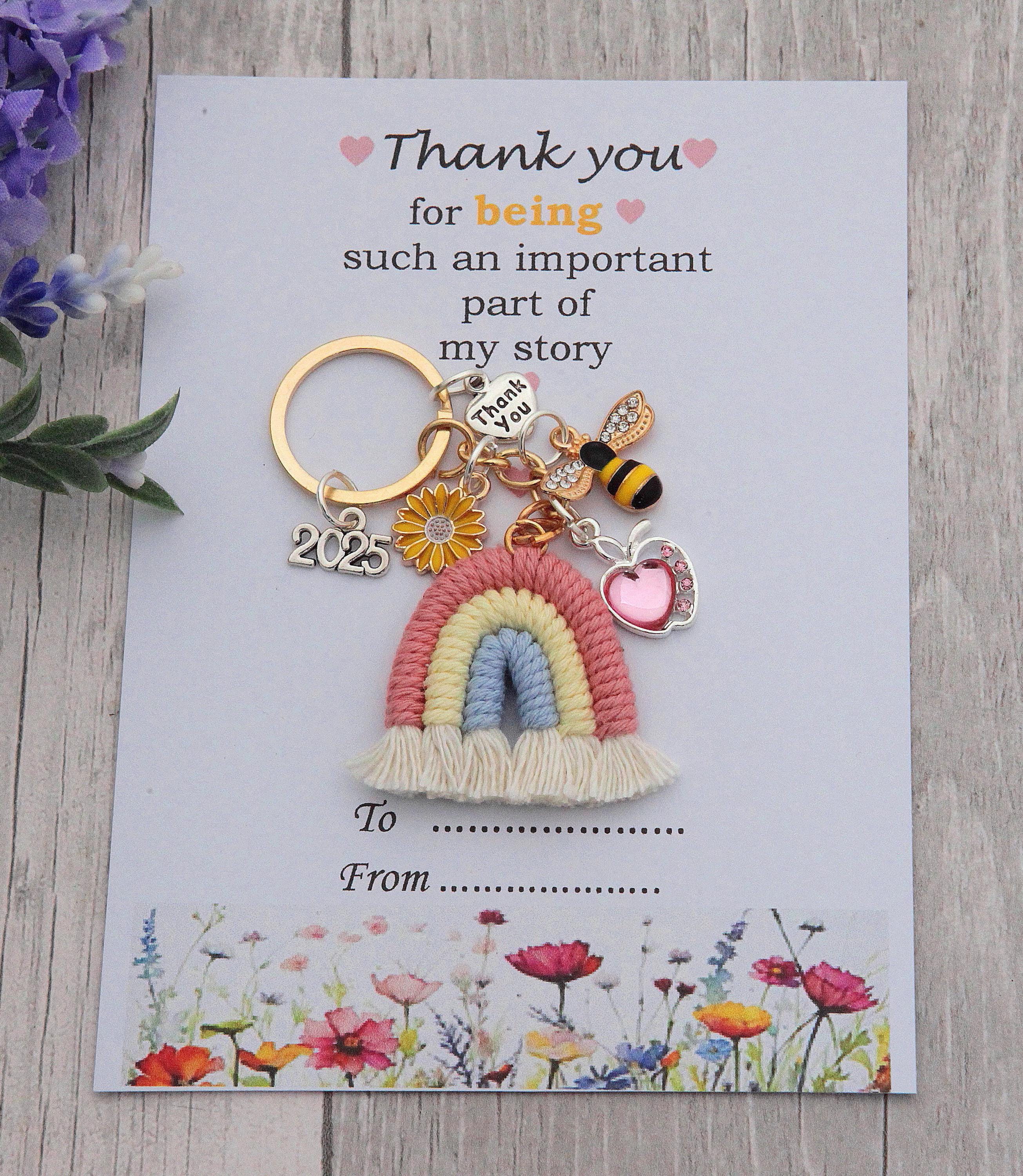 Wooden Rainbow Tassel Keychain - Teacher Appreciation Gift, Back To School Keyring, Inspirational Gift For Educators