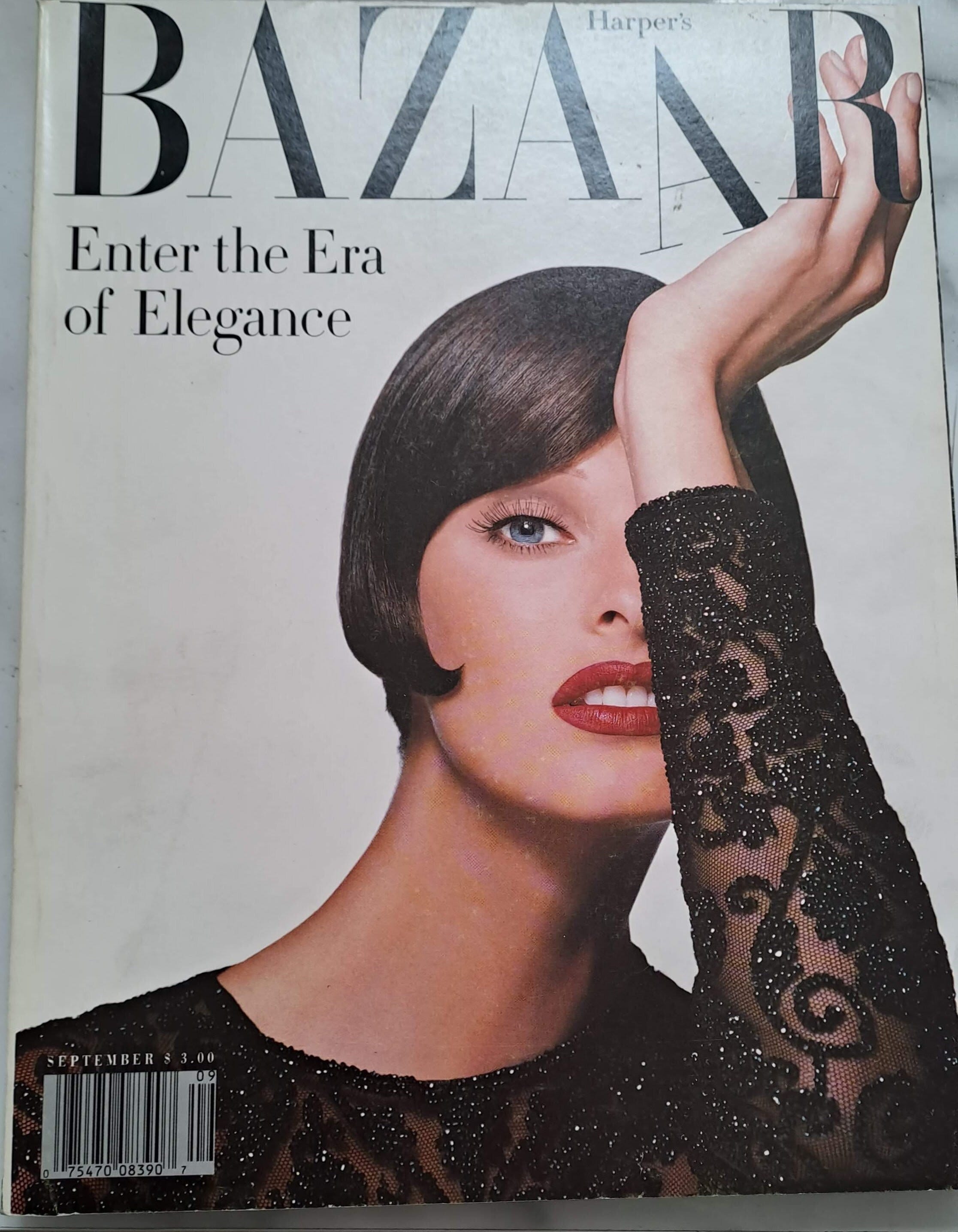 Harpers Bazaar US September 1992 Linda Evangelista Cover by