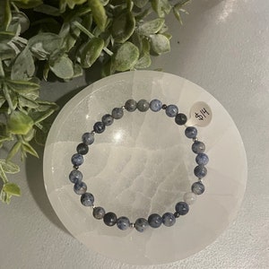 Sodalite Gemstone Stretch Bracelet, 6 mm, Genuine Gemstone Bracelet