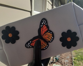 Bloemen W/vlinder verfraaide cosmetische tas