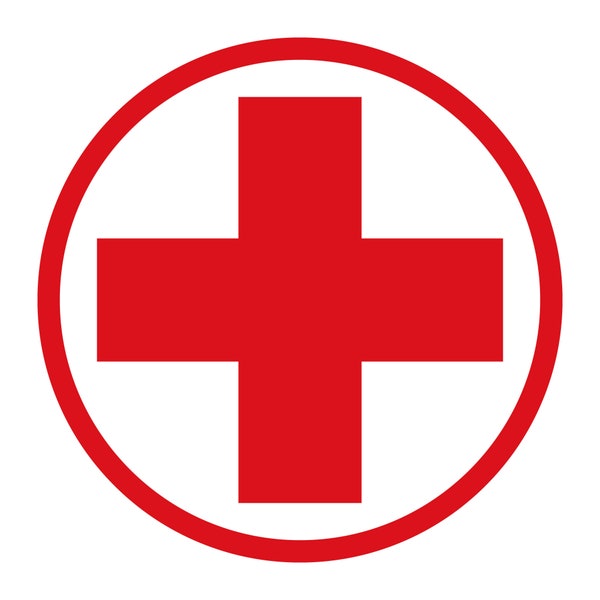 Red Cross in Circle Decal Sticker