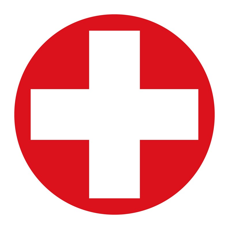 Classic Red Cross Round Decal Sticker - Etsy