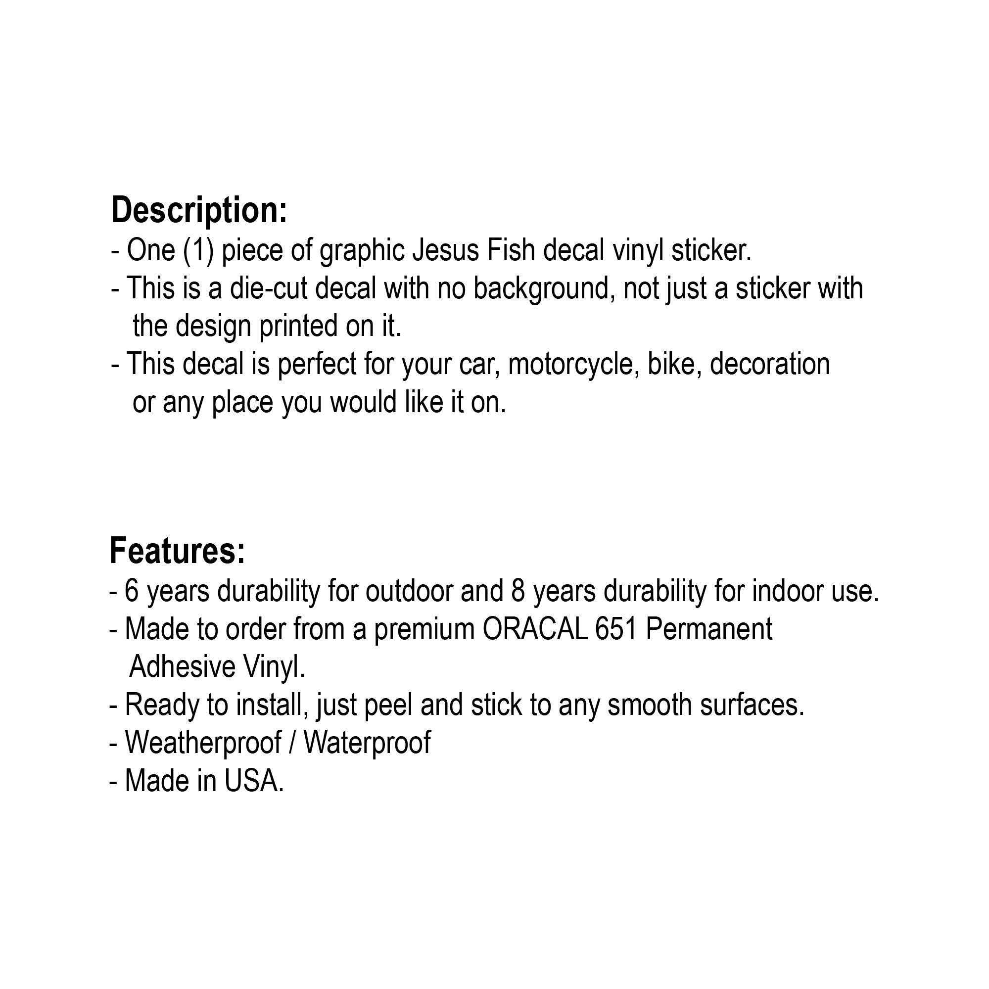 Jesus Christian Fish Symbol Decals and Stickers | Car, Truck, Rear ...