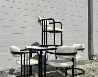 Vintage Post Modern Sculptural Black and White Dining Set