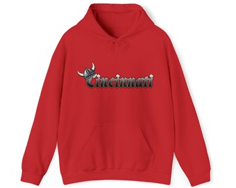 Cincinnati Reds Viking Hoodie, Limited run sweatshirt, 2023 reds gear, Unisex Heavy Blend™ Hooded Sweatshirt