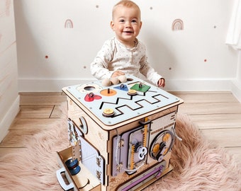 1 2 3 Jahre alte personalisierte Geburtstagsgeschenk Fidget Cube Aktivität besetzte Brettspiel sensorische montessory Spielzeug Kleinkind handgefertigtes Spiel