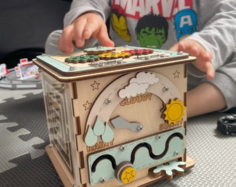 Fidget Spielzeug Personalisiert Baby Geschenk Montessori Sensorisches beschäftigte Brett Kuscheltier personalisiert Kleinkind Cube - Busy Cube Nature