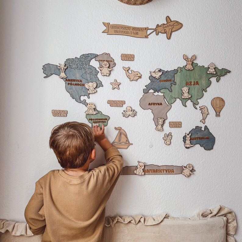 Educational World Map XXL for Kids Montessori Preschool Etsy