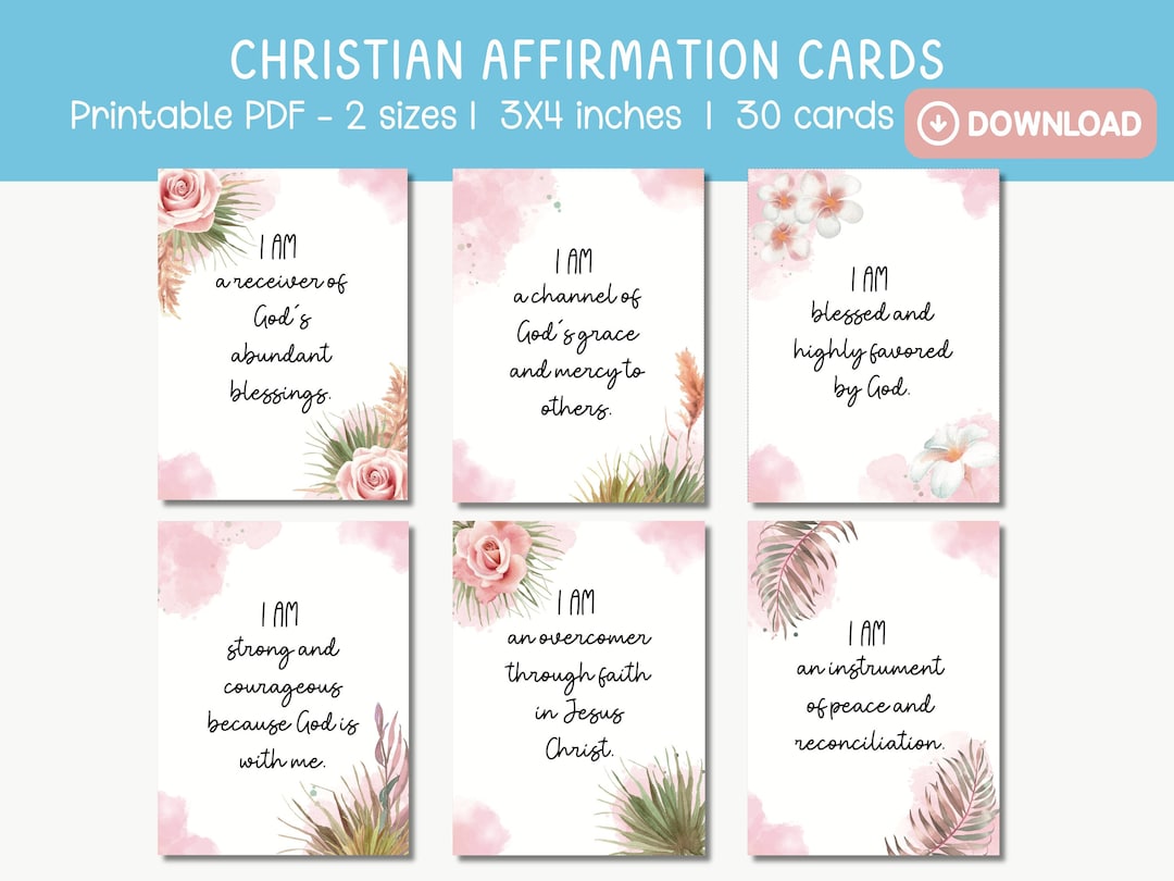 30 Christian Affirmations Cards, Positive Affirmations for Christian ...