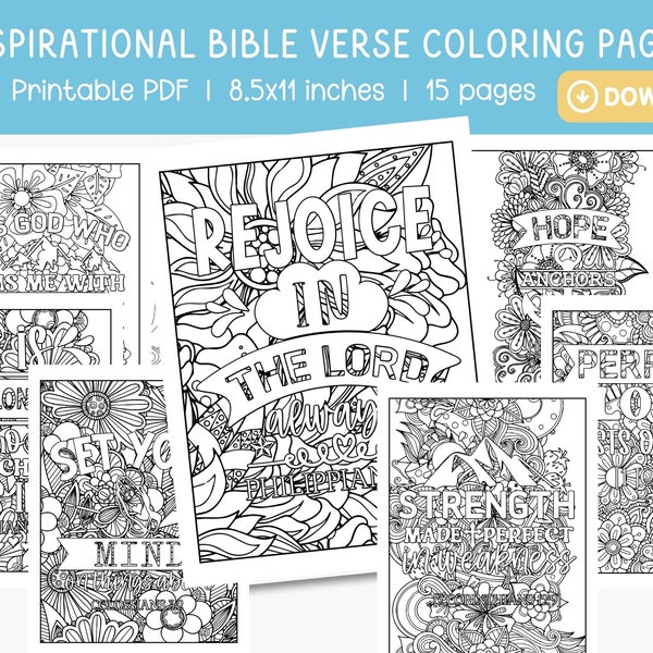 Bijbelvers Schriftkleurboek, op geloof gebaseerd kleurboek, Bijbelvers kleurplaten, christelijk kleurboek, inspirerende citaten