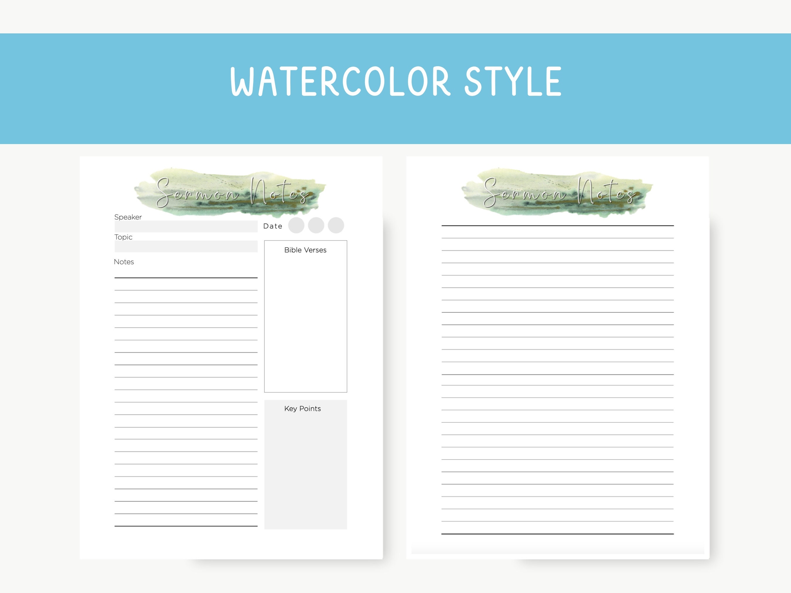 Sermon Notes Printable PDF Worksheet, Instant Download, Bible Study ...