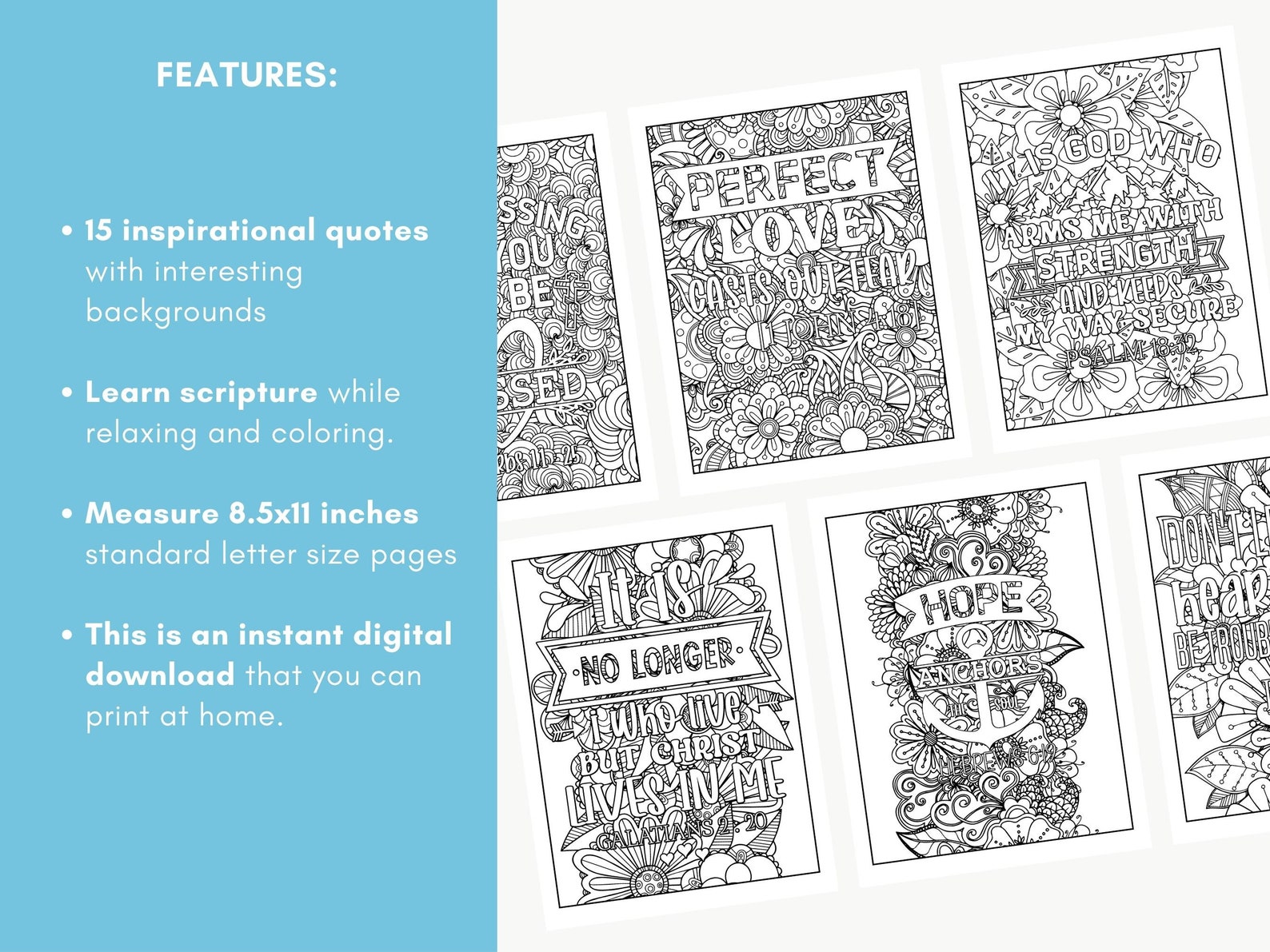 Bible Verse Scripture Coloring Book, Faith Based Coloring Book, Bible ...