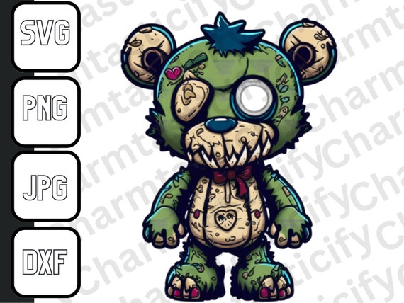 Creepy teddy svg | zombie bear SVG PNG dtx | DTG Printing | Instant download | T-shirt Sublimation Digital File Download