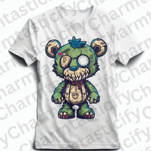 Kuslig nallebjörn svg | zombiebjörn SVG PNG dtx | DTG-utskrift | Direkt nedladdning | Nedladdning av digital fil för sublimering av t-shirt bild 2