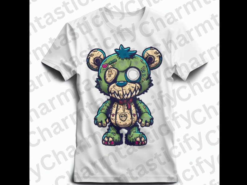 Kuslig nallebjörn svg | zombiebjörn SVG PNG dtx | DTG-utskrift | Direkt nedladdning | Nedladdning av digital fil för sublimering av t-shirt bild 2
