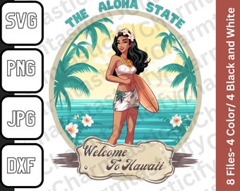 Hawaii svg, png, jpg, dxf | Aloha png, svg, jpg, dxf | Vintage Travel png | Tropical Sublimation | Preppy png | Trendy svg | Hibiscus SVG
