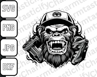 Gorilla Mechanic svg, dxf, png and jpg Files - Instant Download- Wrenches svg, repair svg, tools svg, repair svg! Digital Art, T-shirt Print