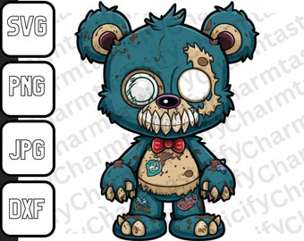 Zombie Teddy svg| teddy bear svg| toy t-shirt design png| stuffed toy cut file| sad hipster life stencil| scary bear| cute gangster teddy