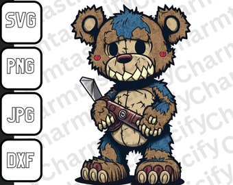 Zombie Teddy Bear SVG for Cricut|  Zombie Teddy png Unique Clipart Design| Printable Instant Download | Zombie Teddy T shirt Design