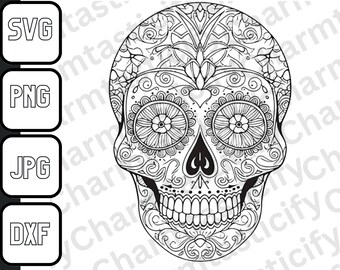 Dia De Los Muertos Svg, Day of the Dead skulls, Sugar Skull SVG, Cricut Cutter Vector, png,dxf for cricut, tshirt clipart, Calavera