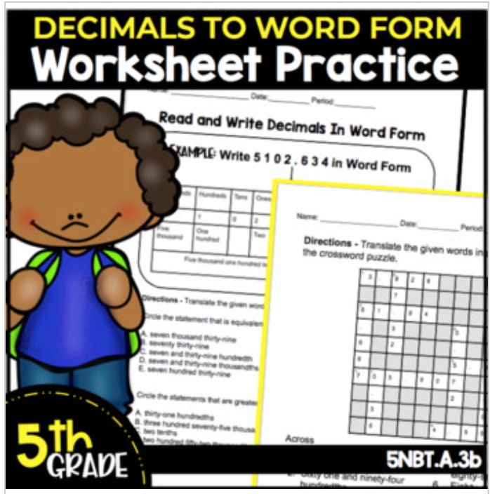 Decimal to Word Form Worksheet - Etsy