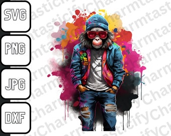 Unleash Urban Creativity with our Graffiti Art Street Gorilla Instant File Download - svg, PNG, DXF, and JPG Files!