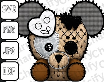 Beaten Teddy Bear Svg Eps Png dxf | Teddy Bear Svg | Teddy Bear With Heart | Teddy Bear Clipart | Cricut Cut Files | Digital Download