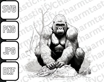 Meet Our Gentle Gorilla svg, png, dxf, and jpg clipart - Instant File Download - Gorilla Silhouette, Monkey Silhouette!
